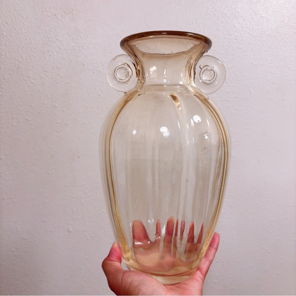 Vintage Spiral Handle Glass Vase